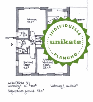 Haus mit Einliegerwohnung / Zweifamilienhaus - Massivhaus Mnsterland Steinfurt - Grundriss Erdgeschoss