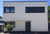 Neubau Haus im Bauhaus-Stil, Gelsenkirchen, Waldquartier-Buer, 2 Vollgeschosse, Kubus, Erdwärme, Fußbodenheizung, Am Buerschen Waldbogen