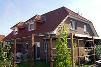 Klassisches Massivhaus Doppelhaus in Lengerich NRW, Klinkerfassade, Krüppelwalmdach, Gauben, Fussbodenheizung
