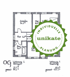 Massivhaus Doppelhaus Steinfurt - Grundriss Obergeschoss