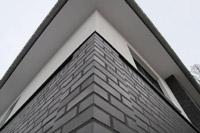 Moderne Stadtvilla im Ruhrgebiet, Lisenen, farbige Fenster, Vollkeller, Erdwärmeheizung, Klinker- Putz Kombinationsfassade