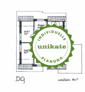 Haus bauen NRW Massivhaus - Grundriss Dachgeschoss