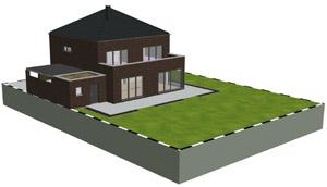 Modernes Stadthaus, Stadtvilla - Massivhaus Entwurf / 3D Architektur Visualisierung
