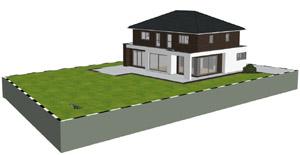 Modernes Stadthaus, Stadtvilla - Massivhaus Entwurf / 3D Architektur Visualisierung