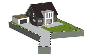 Einfamilienhaus mit Satteldach und Flachdacherker - Architektur Visualisierung / 3D Visualisierung Massivhuser von zwo ARCHITEKTEN