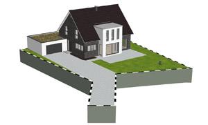 Einfamilienhaus mit Satteldach und Flachdacherker - Architektur Visualisierung / 3D Visualisierung Massivh�user von zwo ARCHITEKTEN