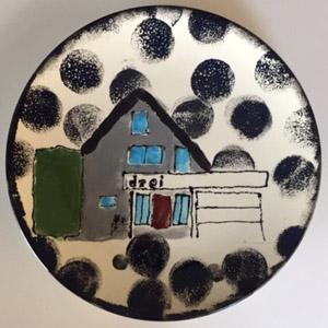 Teller bemalt mit dem neuen Haus / Zuhause